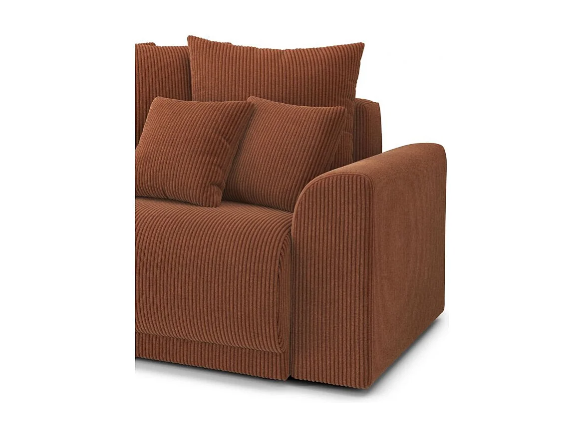 Canapé droit convertible velours côtelé 3 places terracotta OPALE