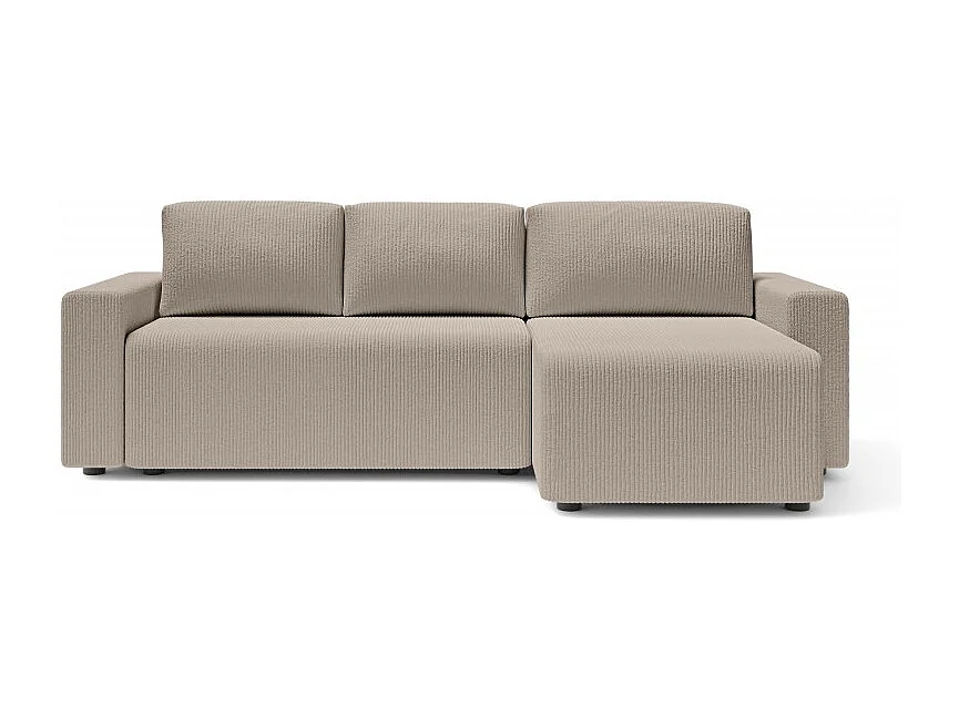 Canapé d'angle réversible convertible velours côtelé 4 places grège TURQUOISE