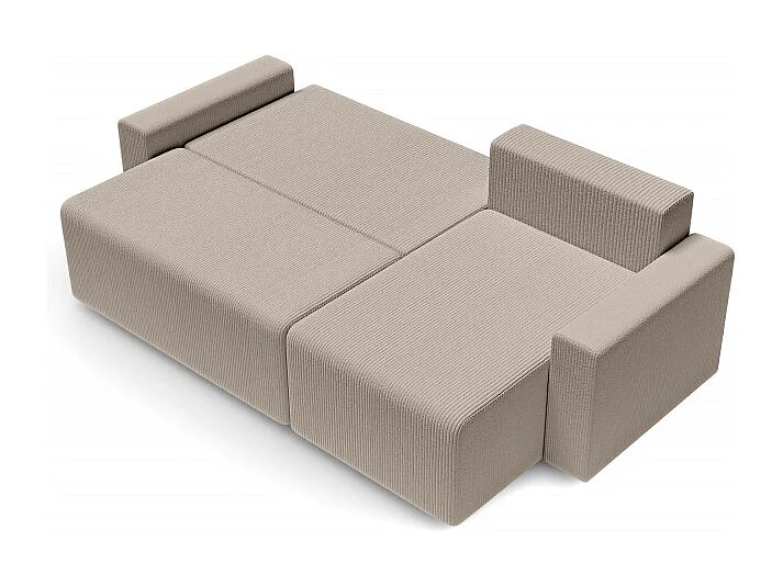 Canapé d'angle réversible convertible velours côtelé 4 places grège TURQUOISE