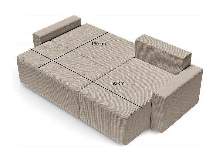 Canapé d'angle réversible convertible velours côtelé 4 places grège TURQUOISE