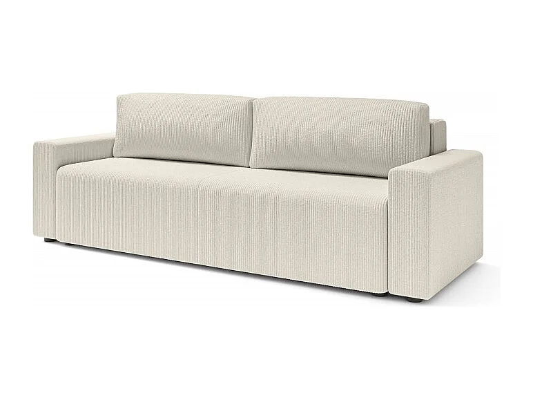 Canapé droit convertible velours côtelé 3 places beige TURQUOISE