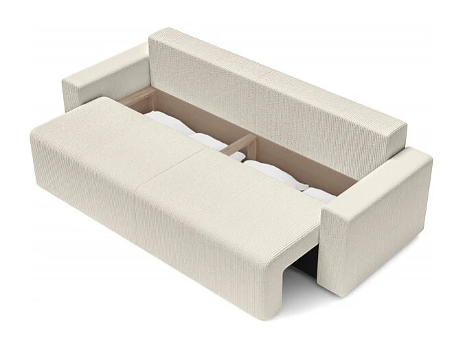 Canapé droit convertible velours côtelé 3 places beige TURQUOISE