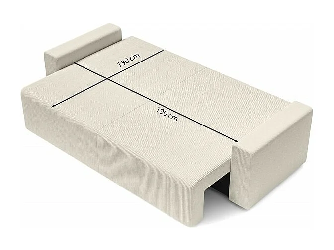 Canapé droit convertible velours côtelé 3 places beige TURQUOISE