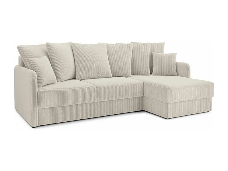 Canapé d'angle réversible convertible velours côtelé 4 places beige JASPE