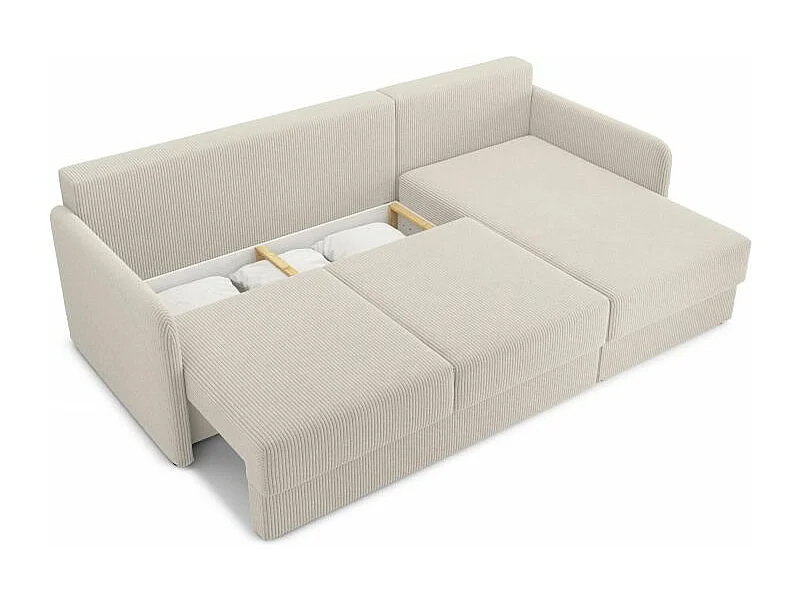 Canapé d'angle réversible convertible velours côtelé 4 places beige JASPE