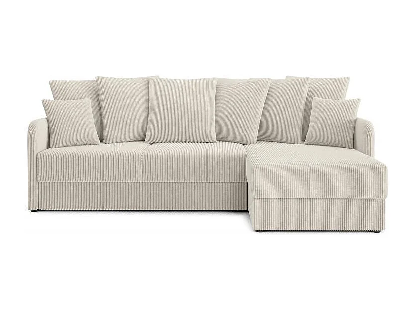 Canapé d'angle réversible convertible velours côtelé 4 places beige JASPE