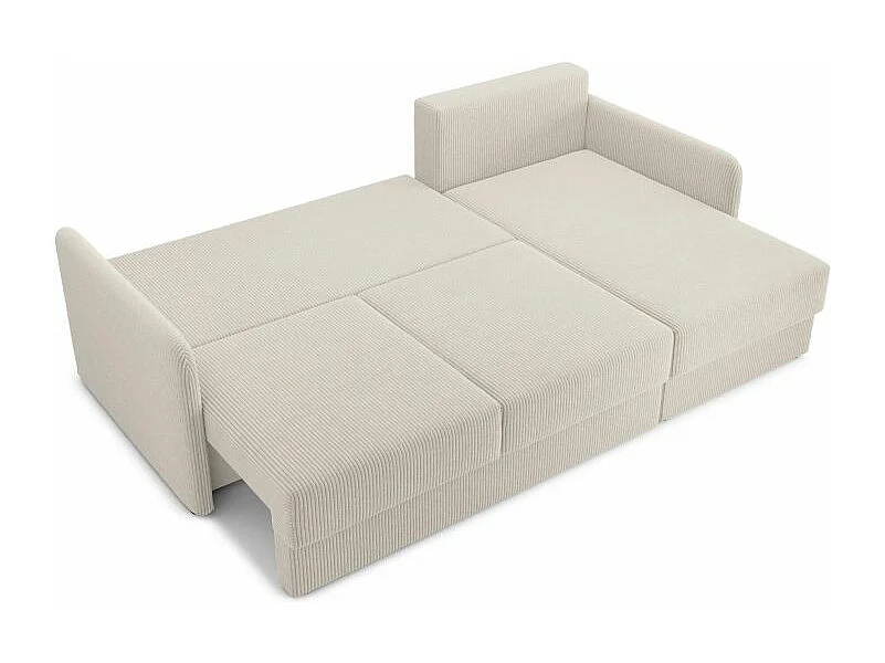 Canapé d'angle réversible convertible velours côtelé 4 places beige JASPE