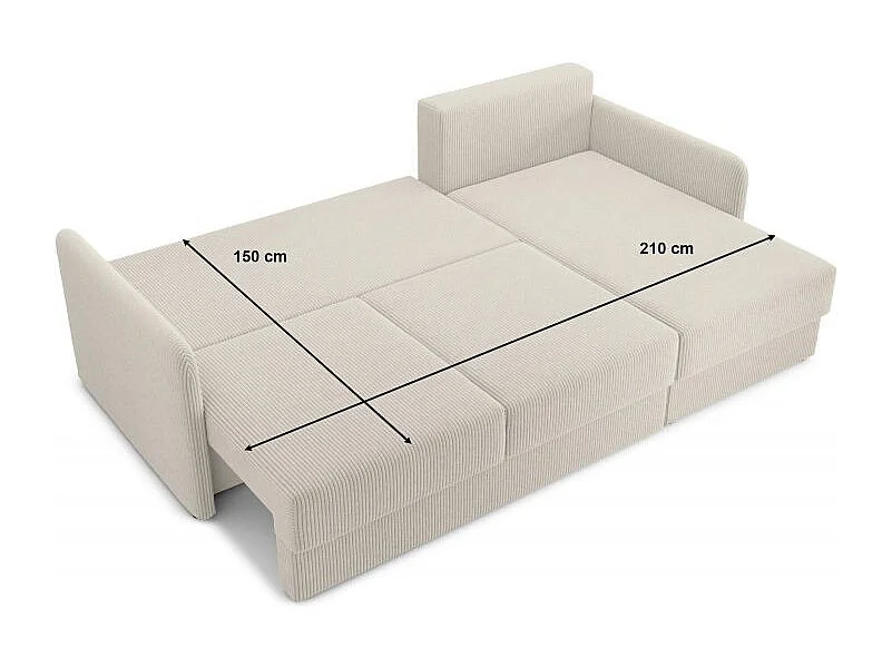 Canapé d'angle réversible convertible velours côtelé 4 places beige JASPE