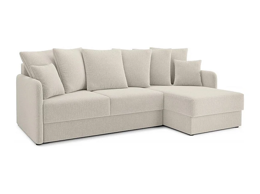 Canapé d'angle réversible convertible velours côtelé 4 places beige JASPE