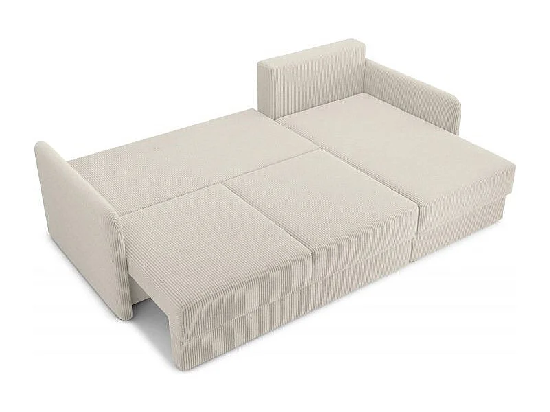 Canapé d'angle réversible convertible velours côtelé 4 places beige JASPE