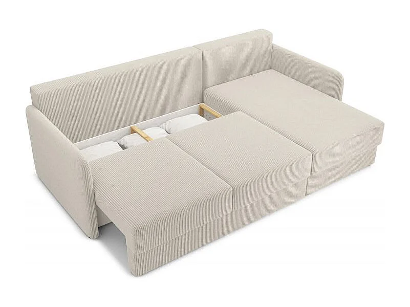 Canapé d'angle réversible convertible velours côtelé 4 places beige JASPE