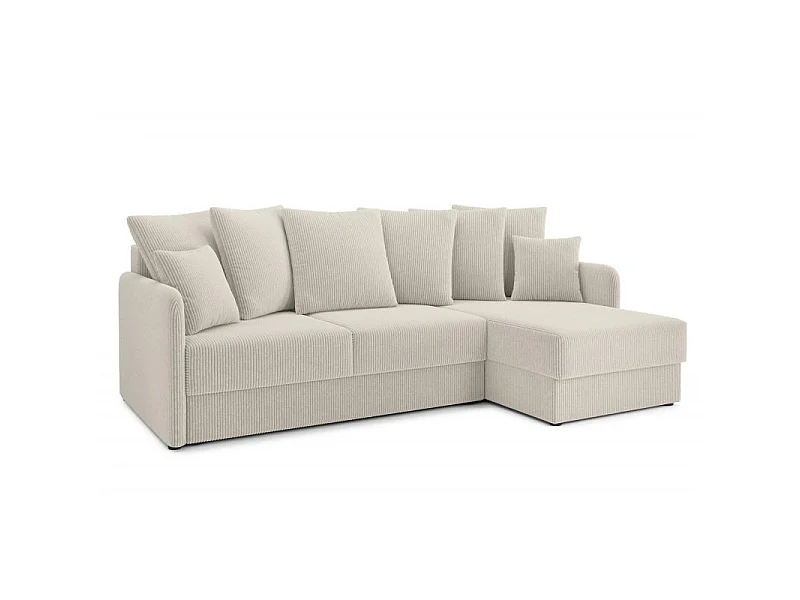 Canapé d'angle réversible convertible 4 places en velours beige