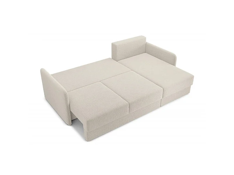 Canapé d'angle réversible convertible 4 places en velours beige