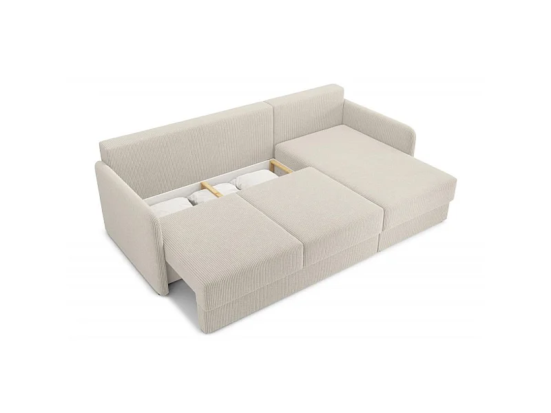 Canapé d'angle réversible convertible 4 places en velours beige