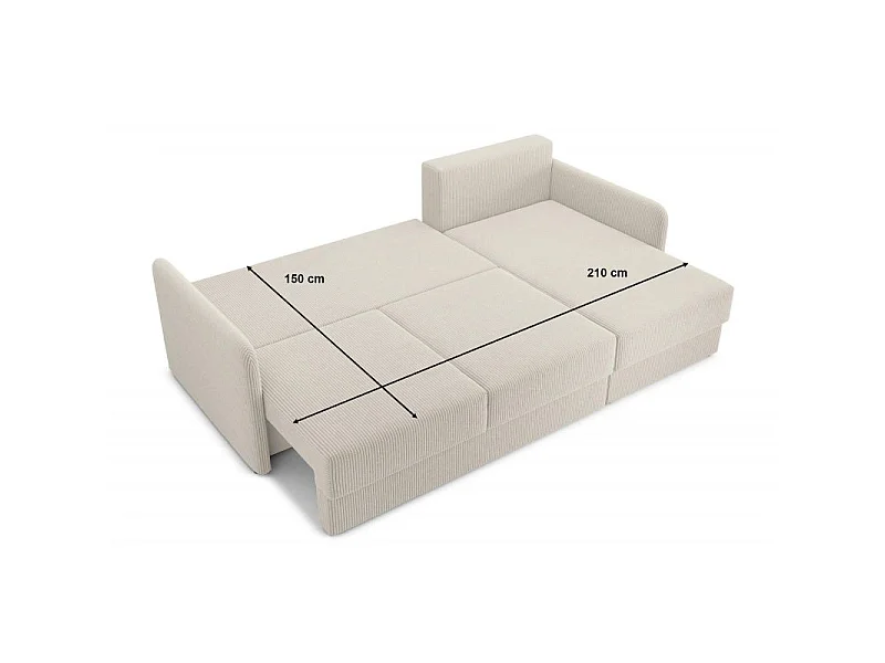 Canapé d'angle réversible convertible 4 places en velours beige