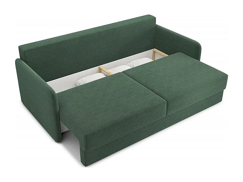 Canapé droit convertible velours côtelé 3 places vert JASPE