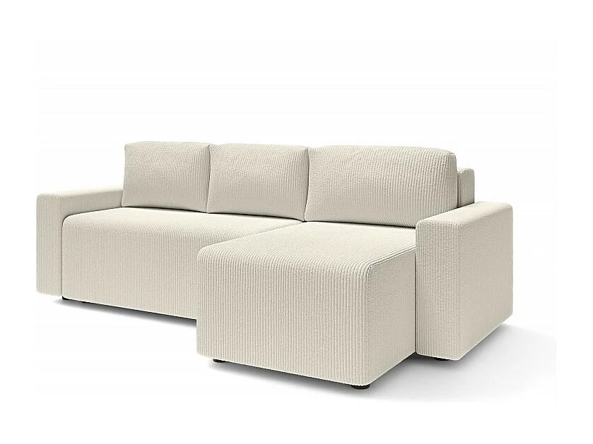 Canapé d'angle réversible convertible velours côtelé 4 places beige TURQUOISE