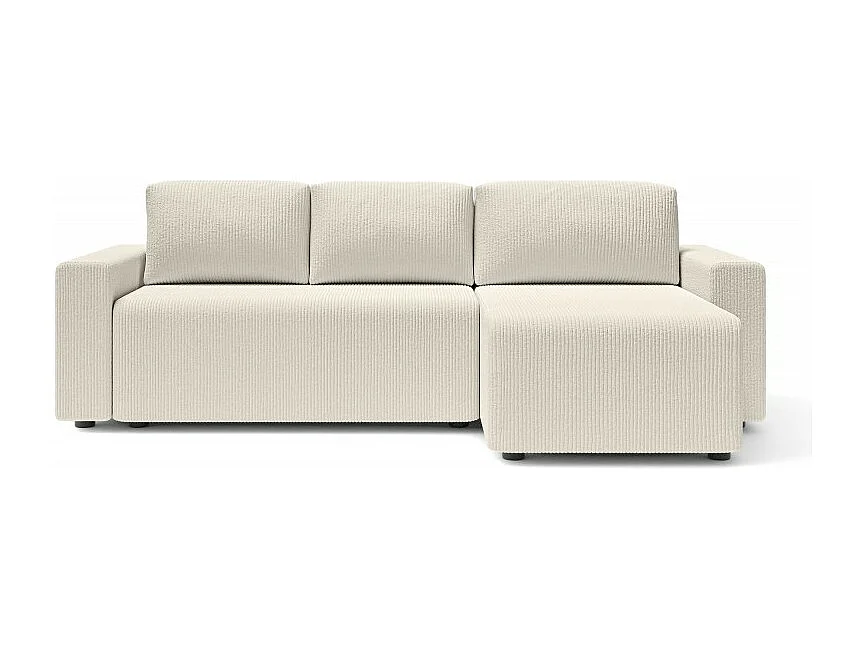 Canapé d'angle réversible convertible velours côtelé 4 places beige TURQUOISE