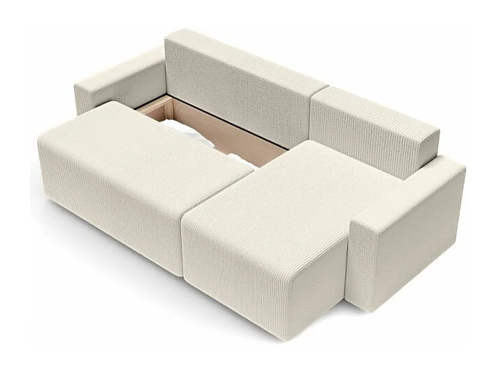 Canapé d'angle réversible convertible velours côtelé 4 places beige TURQUOISE