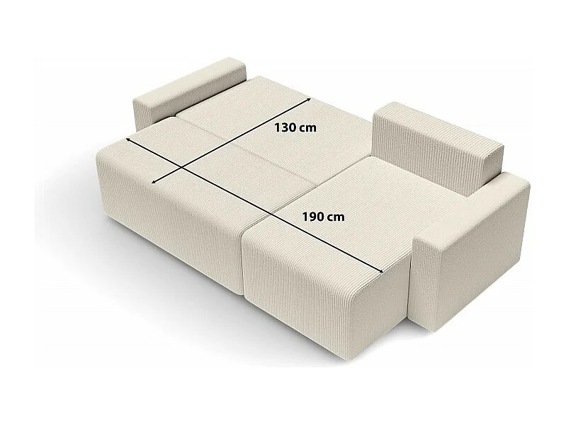 Canapé d'angle réversible convertible velours côtelé 4 places beige TURQUOISE