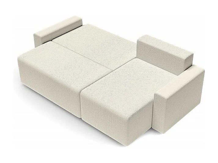 Canapé d'angle réversible convertible velours côtelé 4 places beige TURQUOISE