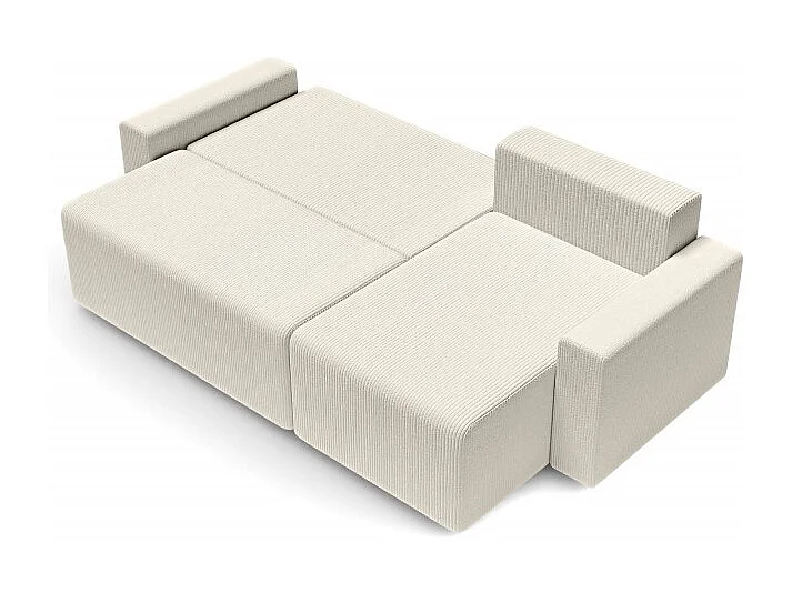 Canapé d'angle réversible convertible velours côtelé 4 places beige TURQUOISE