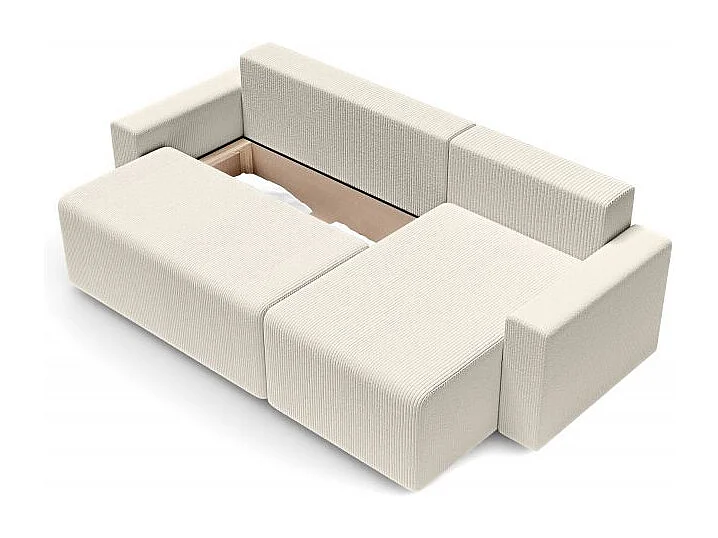 Canapé d'angle réversible convertible velours côtelé 4 places beige TURQUOISE