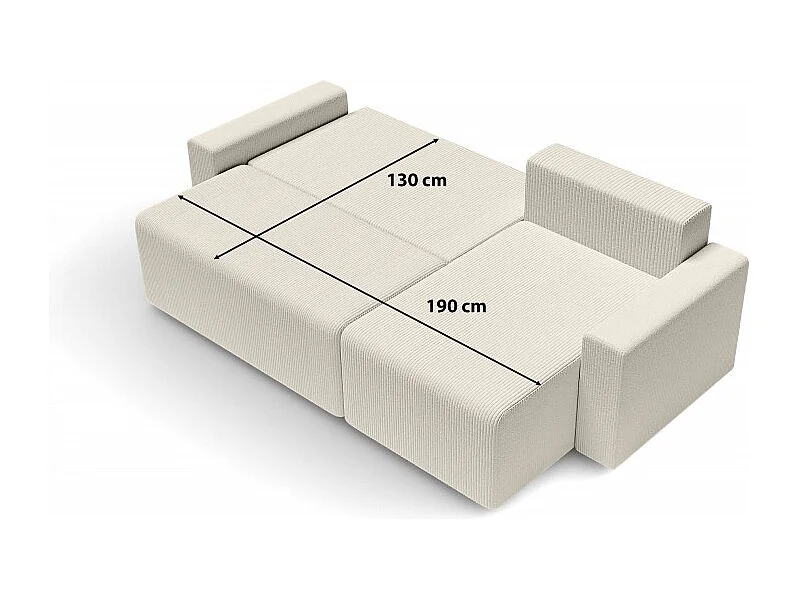 Canapé d'angle réversible convertible velours côtelé 4 places beige TURQUOISE