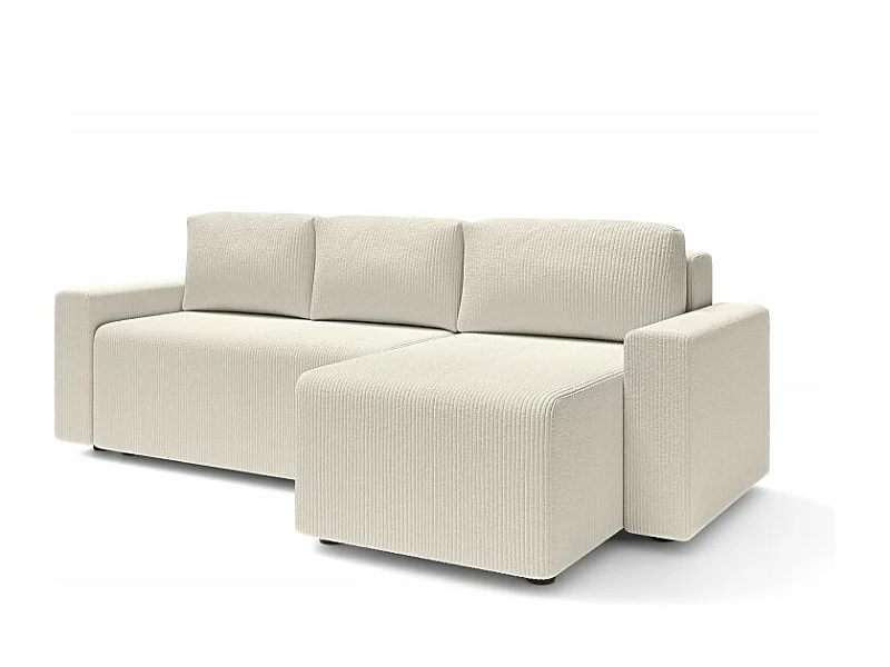 Canapé d'angle réversible convertible velours côtelé 4 places beige TURQUOISE