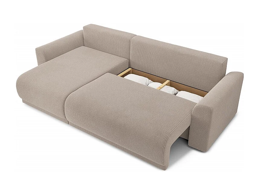 Canapé d'angle réversible convertible velours côtelé 4 places grège OPALE
