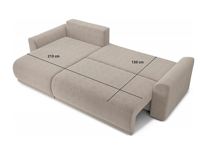 Canapé d'angle réversible convertible velours côtelé 4 places grège OPALE