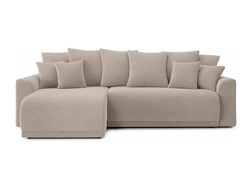 Canapé d'angle réversible convertible velours côtelé 4 places grège OPALE