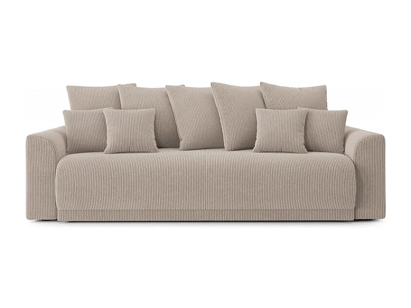 Canapé droit convertible velours côtelé 3 places grège OPALE