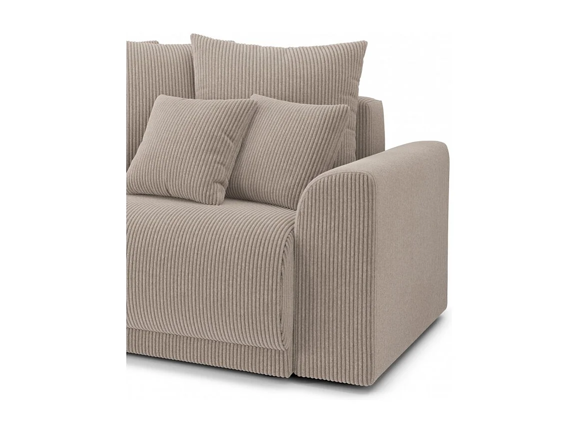 Canapé droit convertible velours côtelé 3 places grège OPALE