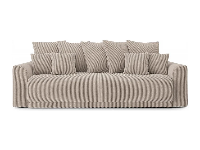 Canapé droit convertible velours côtelé 3 places grège OPALE
