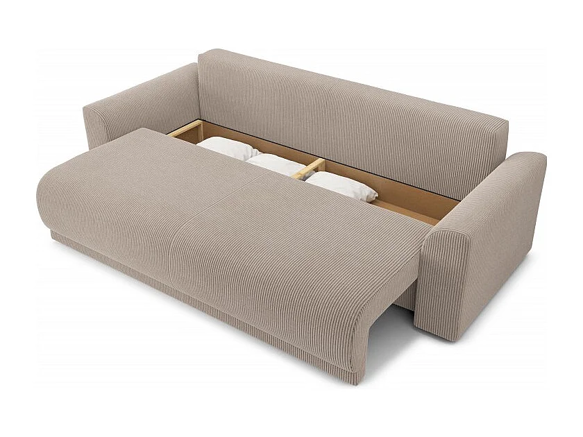 Canapé droit convertible velours côtelé 3 places grège OPALE