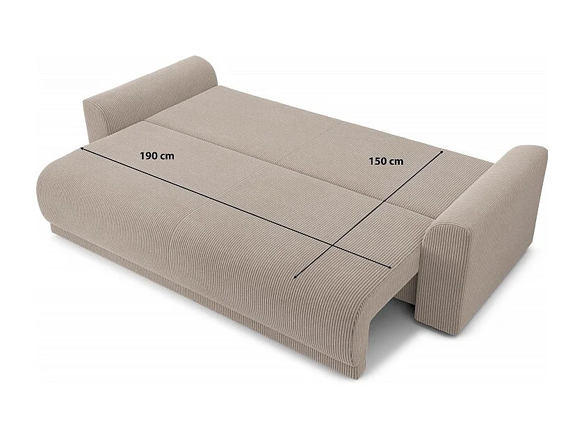 Canapé droit convertible velours côtelé 3 places grège OPALE