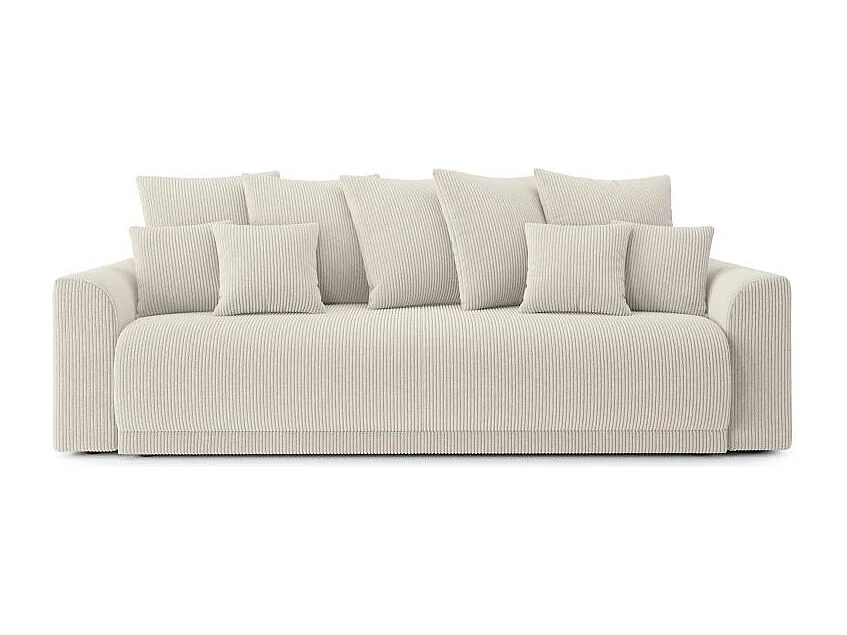 Canapé droit convertible velours côtelé 3 places beige OPALE