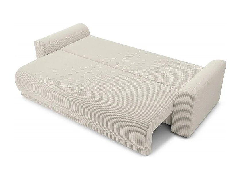 Canapé droit convertible velours côtelé 3 places beige OPALE