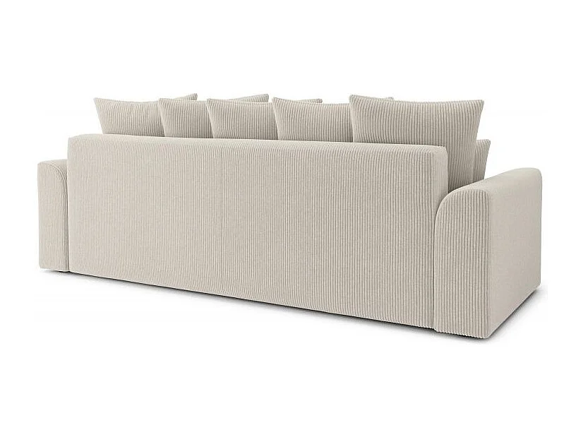 Canapé droit convertible velours côtelé 3 places beige OPALE