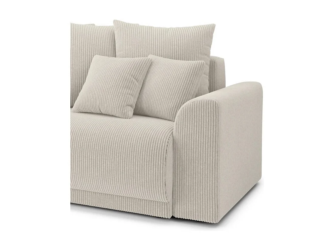 Canapé droit convertible velours côtelé 3 places beige OPALE