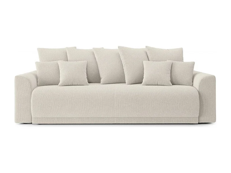 Canapé droit convertible velours côtelé 3 places beige OPALE