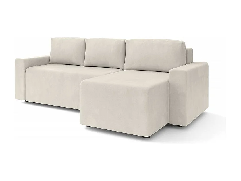 Canapé d'angle réversible convertible velours 4 places beige TURQUOISE