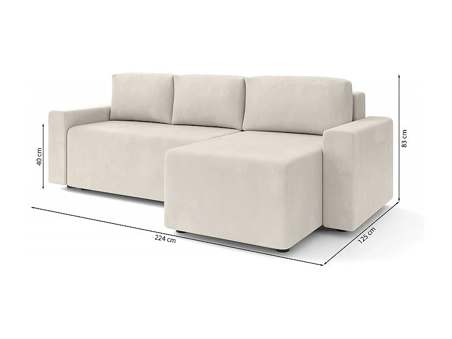 Canapé d'angle réversible convertible velours 4 places beige TURQUOISE