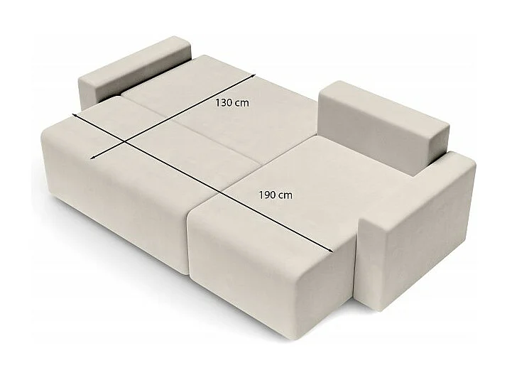 Canapé d'angle réversible convertible velours 4 places beige TURQUOISE