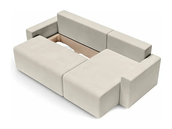 Canapé d'angle réversible convertible velours 4 places beige TURQUOISE