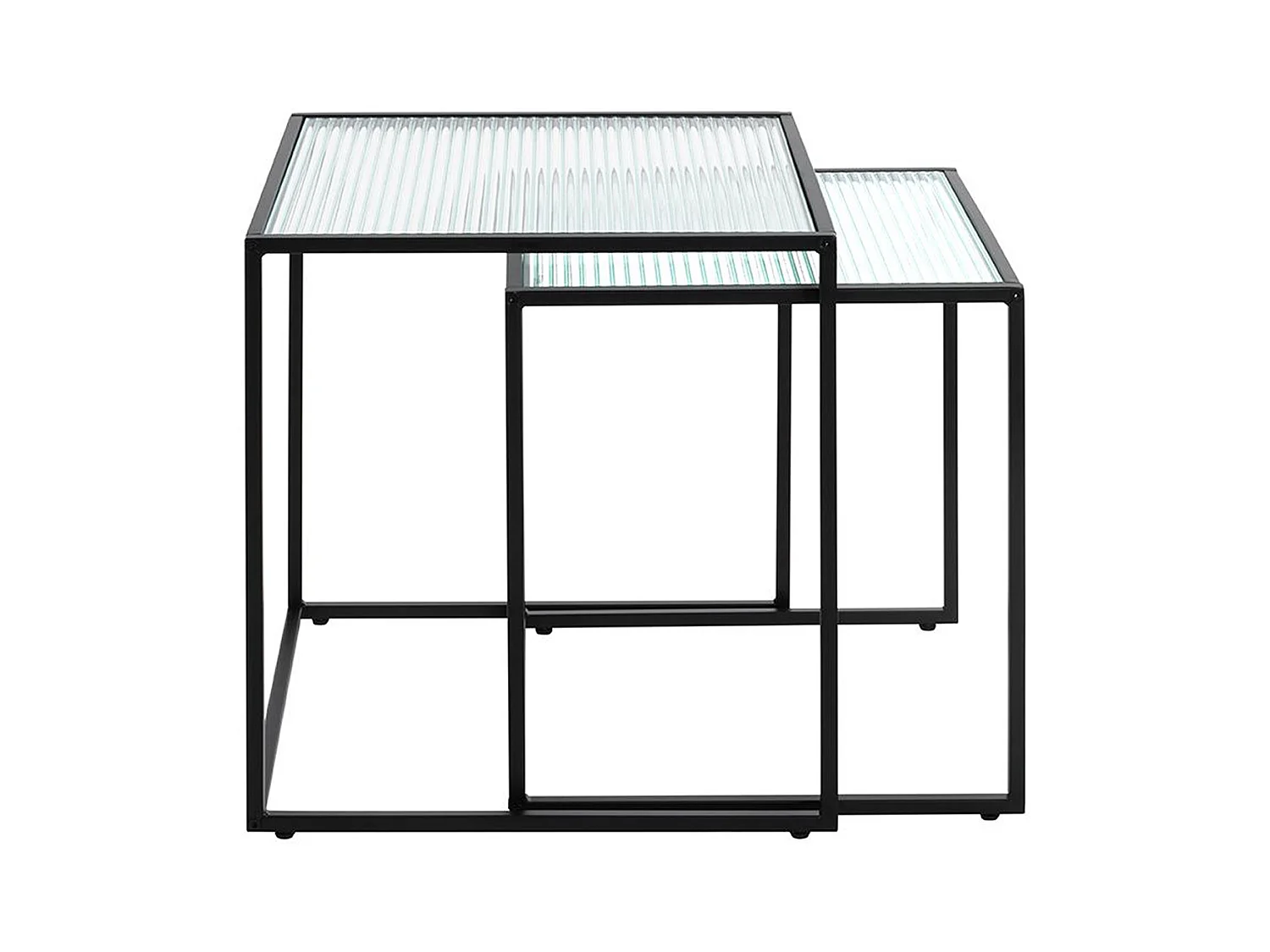 Lot de 2 tables d'appoints en métal coloris noir et verre trempé