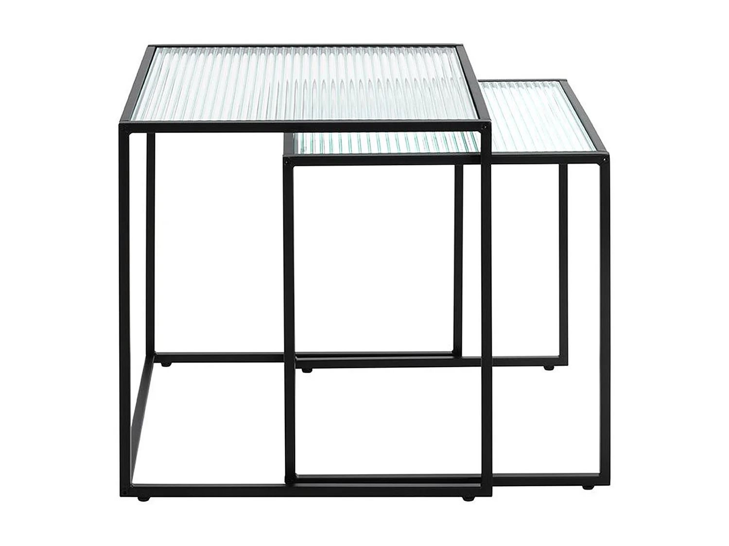 Lot de 2 tables d'appoints en métal coloris noir et verre trempé