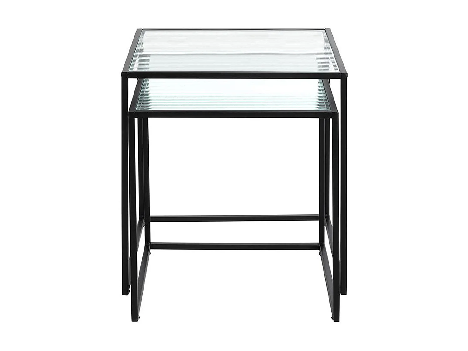 Lot de 2 tables d'appoints en métal coloris noir et verre trempé