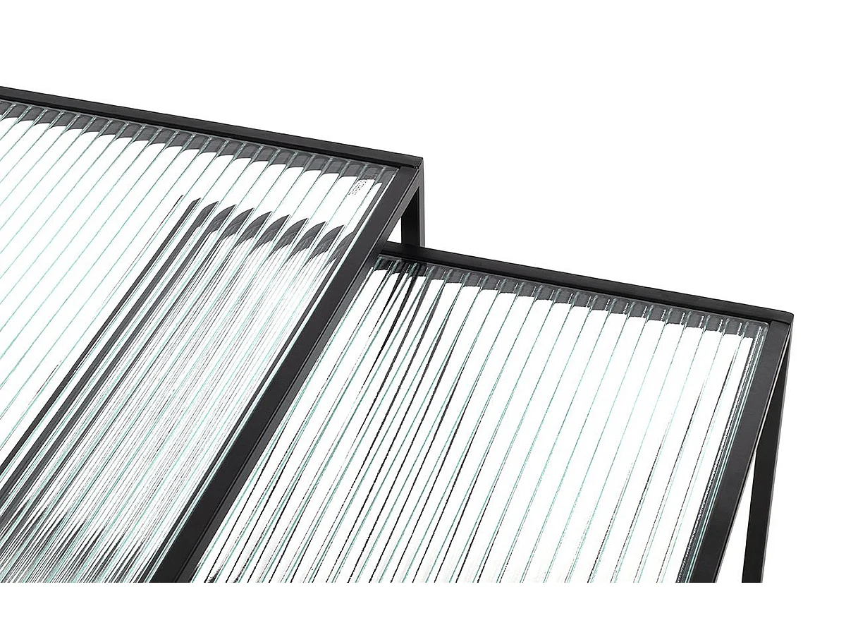 Lot de 2 tables d'appoints en métal coloris noir et verre trempé